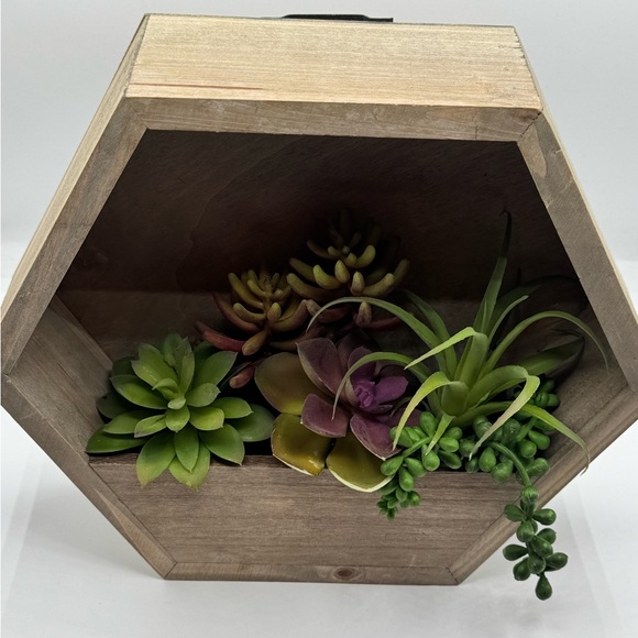 Succulent Artificial Arrangement Wood Wall Plantar Set - Picture 8 of 15